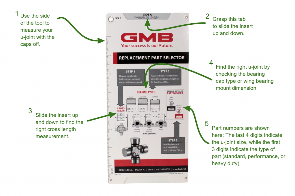 How to Use the GMB Universal Joint Part Selector